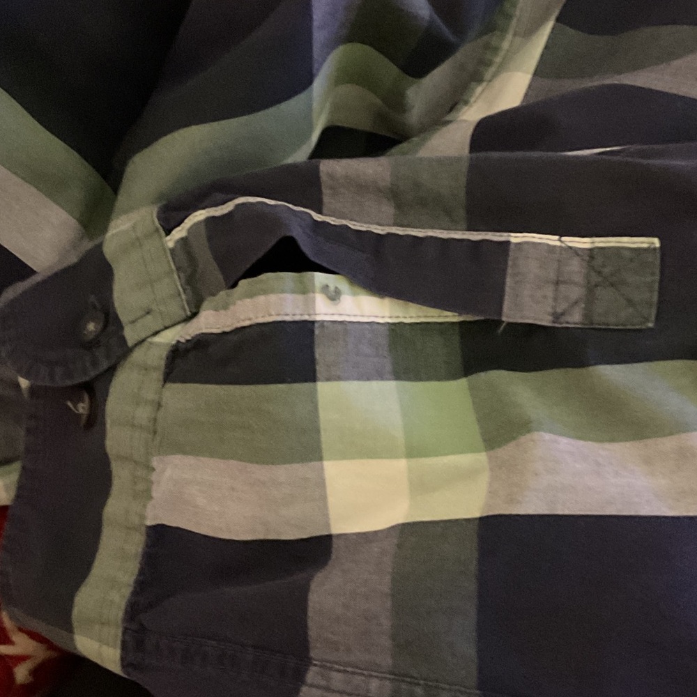 Timberland Men's Navy and Green Plaid Long Sleeve Shirt - Picture 7 of 7